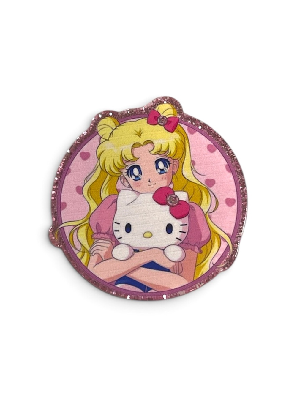 Hello Kitty Pink Glitter Sailor Girl Phone Grip
